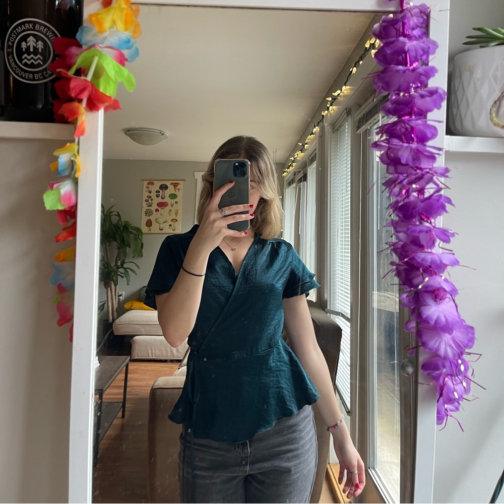 Emerald Green Wrap Top